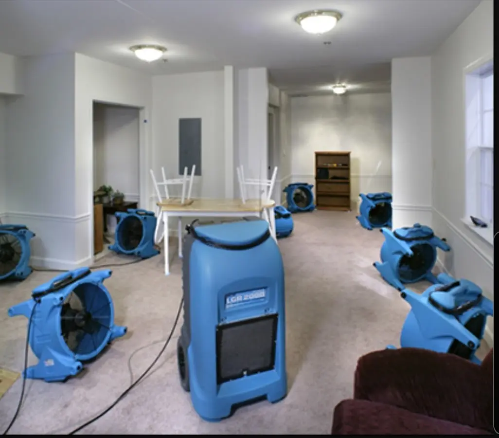 Air movers and dehumidifier setup for Water Damage Restoration in Woodland Park